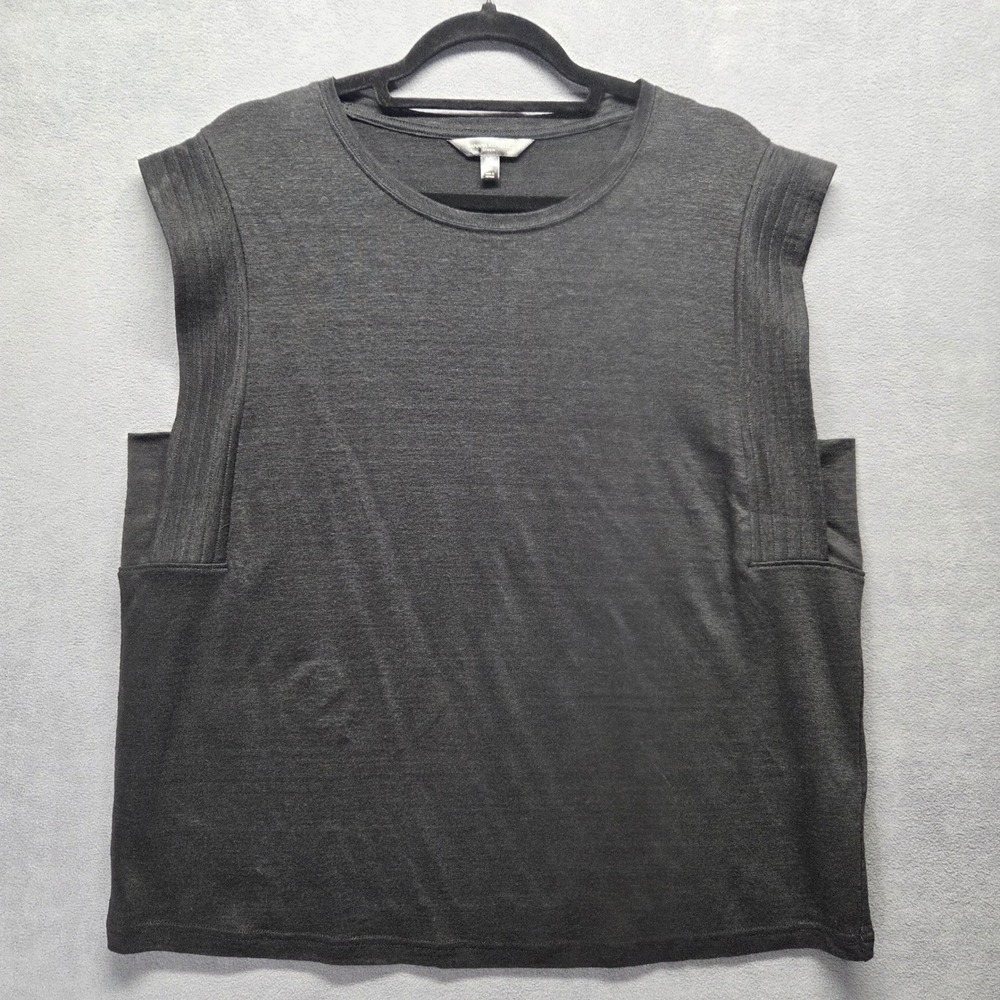 Banana Republic Linen Sharp-Shoulder T-Shirt Charcoal Gray Flax Jersey